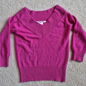 Vintage Diane Von Furstenberg Pink Cropped Cashmere 3/4 Sleeve Sweater Size P